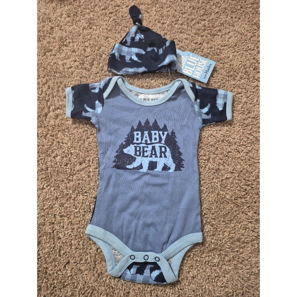 The little bluehouse baby bear hat and bodysuit size 3-6 months nwt